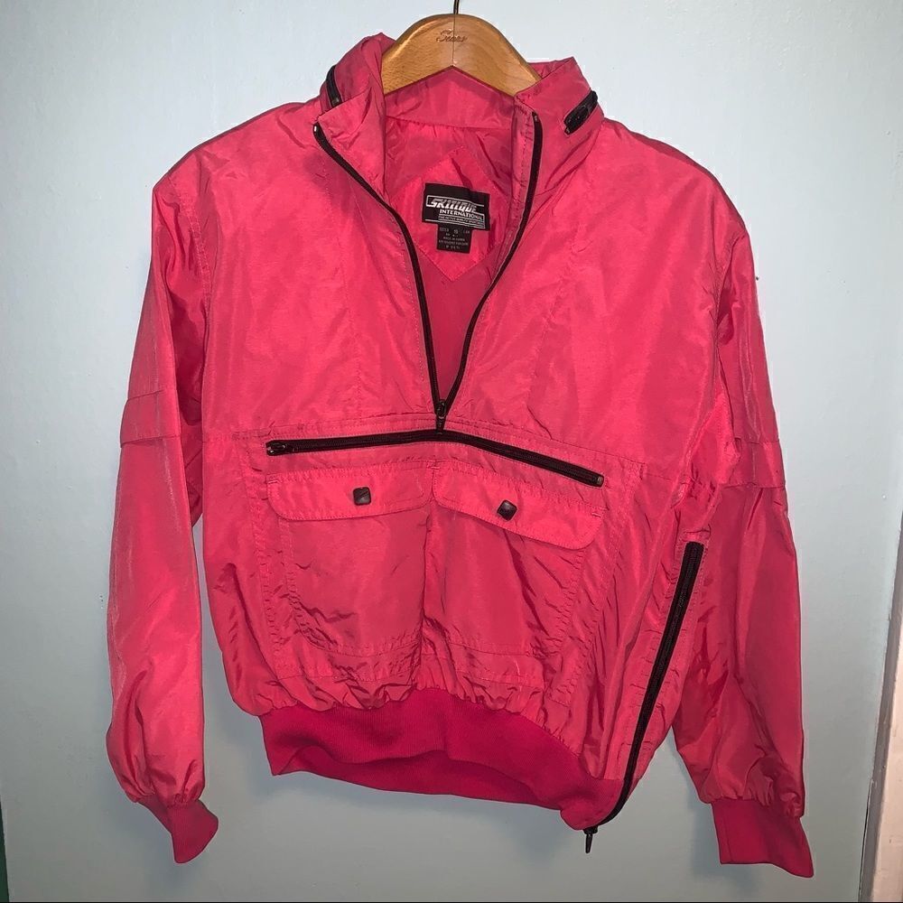 Vintage Skitique Neon Pink ski hoodie Small